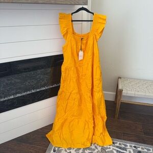 English Factory Ruffle Sleeve Midi Dress